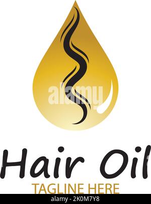 Haaröl Essential Logo mit Tropfen Öl und Haar-Logo Symbolvektor Stock Vektor