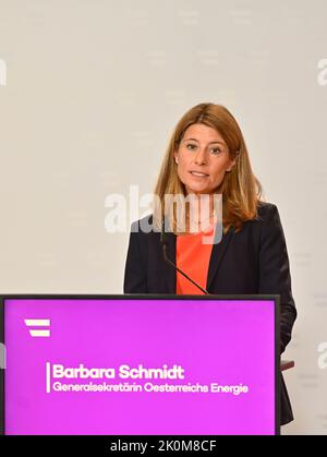 Wien, Österreich. 12. September 2022. Präsentation der Energieeinsparkampagne der Bundesregierung im Ministerium für Klimaschutz mit Barbara Schmidt, Generalsekretärin des österreichischen Energieministeriums Stockfoto