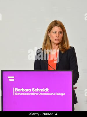 Wien, Österreich. 12. September 2022. Präsentation der Energieeinsparkampagne der Bundesregierung im Ministerium für Klimaschutz mit Barbara Schmidt, Generalsekretärin des österreichischen Energieministeriums Stockfoto