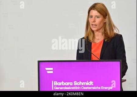 Wien, Österreich. 12. September 2022. Präsentation der Energieeinsparkampagne der Bundesregierung im Ministerium für Klimaschutz mit Barbara Schmidt, Generalsekretärin des österreichischen Energieministeriums Stockfoto