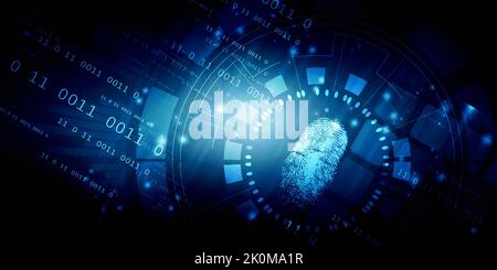 2D Illustration Konzept der Fingerabdruck-Scanning-Technologie Stockfoto