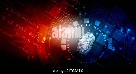 2D Illustration Konzept der Fingerabdruck-Scanning-Technologie Stockfoto