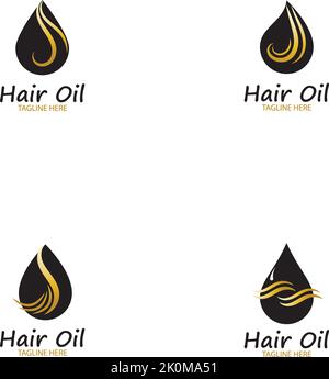 Haaröl Essential Logo mit Tropfen Öl und Haar-Logo Symbolvektor Stock Vektor
