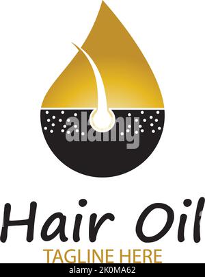Haaröl Essential Logo mit Tropfen Öl und Haar-Logo Symbolvektor Stock Vektor
