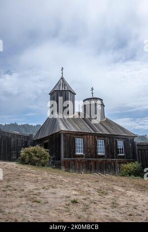 Fort Ross ist ein historisches russisches Fort am Highway 1 in Sonoma County im Norden Kaliforniens. Stockfoto