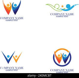 Community Care Logo People Icons In Circle Vector Konzept Engagement Zweisamkeit Stock Vektor