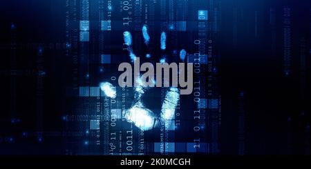 2D Illustration Konzept der Fingerabdruck-Scanning-Technologie Stockfoto