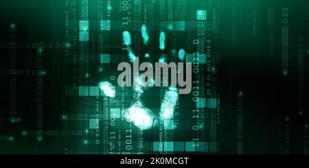 2D Illustration Konzept der Fingerabdruck-Scanning-Technologie Stockfoto