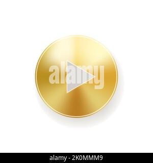 Gold Play Button Logo hochwertiger eleganter Vorlagenvektor Stock Vektor
