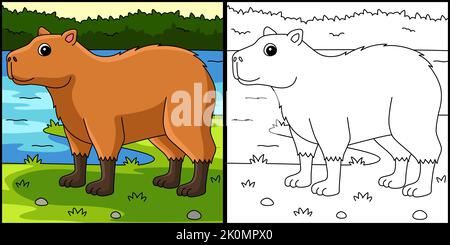 Capybara Animal Coloring Page Illustration Stock Vektor