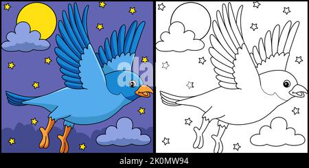 Bluebird Animal Coloring Page Farbige Illustration Stock Vektor