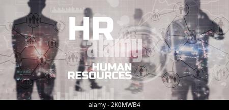 Human Resources, CRM, Data Mining und Social Media Konzept. Mixed-Media-Menschen Stockfoto