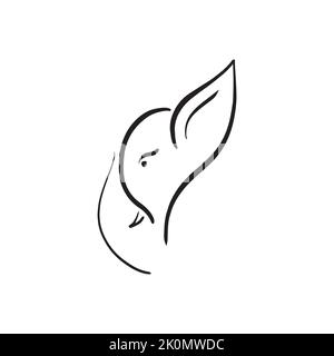 Lord Ganesha Line Art Logo Symbol Vektor Illustration. Hinduistisches Fest, Hochzeitskarte, Einladung, Jahrestag, glücklicher Anlass. Von Hand gezeichnet isoliert Stock Vektor