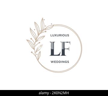 LF Initialen Brief Hochzeit Monogramm Logos Vorlage, handgezeichnete moderne minimalistische und florale Vorlagen für Einladungskarten, Save the Date, elegant Stock Vektor