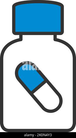 Symbol „Tablettenflasche“. Editierbare Fett Formatigte Kontur Mit Farbfüllungsdesign. Vektorgrafik. Stock Vektor