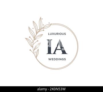 IA Initials Letter Hochzeit Monogramm Logos Vorlage, handgezeichnete moderne minimalistische und florale Vorlagen für Einladungskarten, Save the Date, elegant Stock Vektor