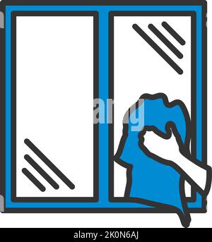 Symbol Für Das Wischfenster Von Hand. Editierbare Fett Formatigte Kontur Mit Farbfüllungsdesign. Vektorgrafik. Stock Vektor