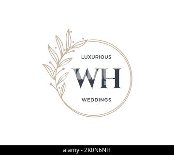 WH Initialen Brief Hochzeit Monogramm Logos Vorlage, handgezeichnete moderne minimalistische und florale Vorlagen für Einladungskarten, Save the Date, elegant Stock Vektor