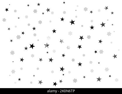 Fireworks Star Zufallsgenerator-Stream. Weihnachtsschnee für das neue Jahr. Sterne auf weißem Hintergrund. Vektorgrafik. Stock Vektor