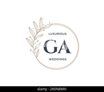 GA Initialen Brief Hochzeit Monogramm Logos Vorlage, handgezeichnete moderne minimalistische und florale Vorlagen für Einladungskarten, Save the Date, elegant Stock Vektor