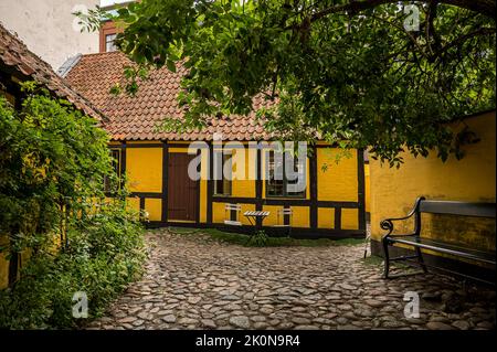 Der Hof hinter H C andersens Elternhaus´s Odense, Dänemark, 27. August 2022 Stockfoto