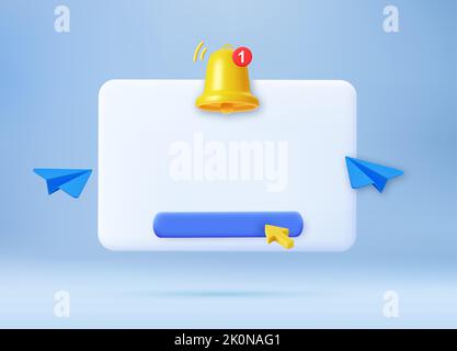 Benachrichtigung 3D-Symbol. Stock Vektor