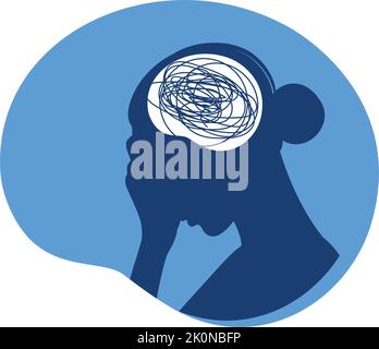 Depression und Frustration Konzept. Frau in depressivem Gemütszustand. Psychische Probleme. Vektorgrafik. Flach. Stock Vektor