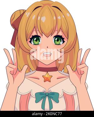 Anime lächelndes Mädchen Stock Vektor