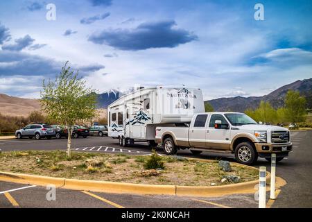 Die berühmten off-road Ford Fahrzeug im Great Sand Dunes National Park Stockfoto