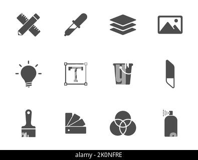 Kunst und Design schwarze Vektor-Symbole Stock Vektor