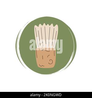 Nettes Logo oder Icon Vektor mit ökologischem Bambus Holz Rasierpinsel, Illustration auf Kreis mit Pinseltextur, für Social Media Geschichte und Highlight Stock Vektor