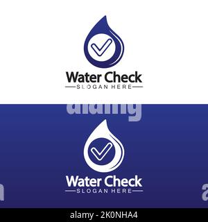 Abbildung des Vektorsymbols für das Wassertropfen-Check-Logo Stock Vektor