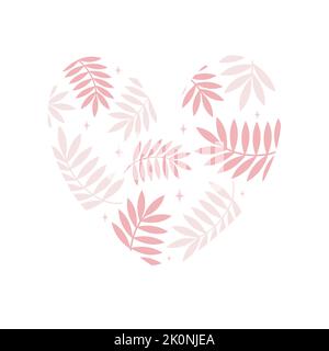 Niedliche Herz Illustration mit floralen Elementen Vektor-Design Illustration Vorlage für Social Media Stock Vektor