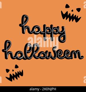 Nette Hand gezeichnete Schrift Happy halloween Vektorkarte Stock Vektor