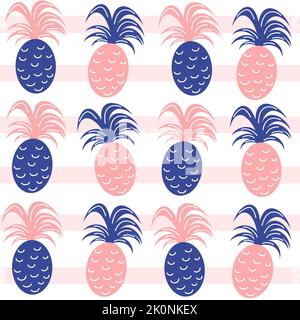 Nette Sommer nahtlose Vektormuster Hintergrund Illustration mit bunten Ananas Stock Vektor