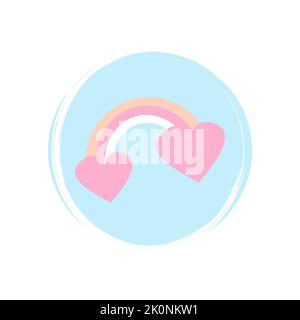 Regenbogensymbol-Vektor-Illustration auf Kreis mit Pinselstruktur für Social Media Story Highlight Stock Vektor
