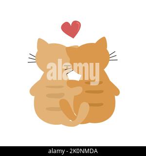 Nettes Zeichentrickfigur romantisches Paar der Katze mit Herz lustige Vektor-Illustration für Grußkarte Stock Vektor