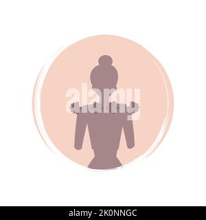 Niedliches Logo oder Icon-Vektor mit junger Frau, die Sport-Workout macht, Illustration auf Kreis mit Pinselstruktur, für Social-Media-Geschichten und Highlights Stock Vektor