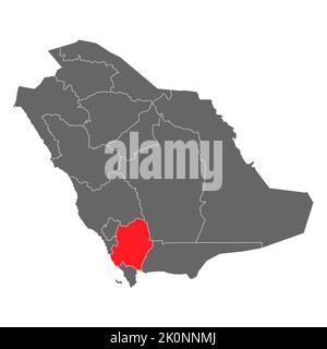 Saudi-arabien, Asir Region hohe detaillierte Karte, Geographie Grafik Land, Grenze Vektor Illustration . Stock Vektor