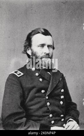 Ein Foto des US-Präsidenten Ulysses S. Grant aus dem Jahr 1863 in der Uniform des Generalmajors. Grant war 41 Jahre alt. Stockfoto