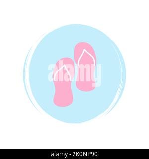 Flip-Flop-Symbol-Vektorgrafik auf Kreis mit Pinsel-Textur für Social-Media-Geschichte Highlight Stock Vektor