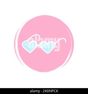 Herz Sonnenbrillen Symbol-Vektor-Illustration auf Kreis mit Pinsel Textur für Social-Media-Geschichte Highlight Stock Vektor