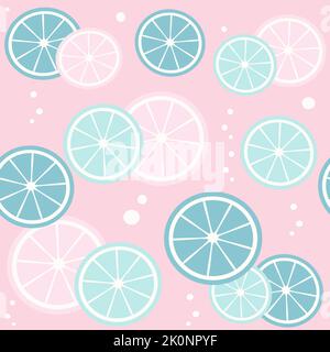 Niedliche bunte Sommerzeit nahtlose Vektor-Muster Hintergrund Illustration mit Zitronenscheiben Stock Vektor
