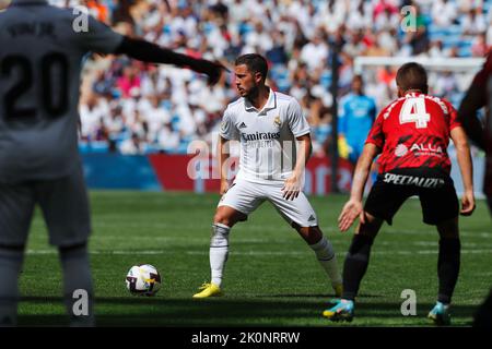 Madrid, Spanien. 11. September 2022. Eden Hazard (Real) Fußball: Spanisches Spiel 'La Liga Santander' zwischen Real Madrid CF 4-1 RCD Mallorca im Estadio Santiago Bernabeu in Madrid, Spanien. Quelle: Mutsu Kawamori/AFLO/Alamy Live News Stockfoto