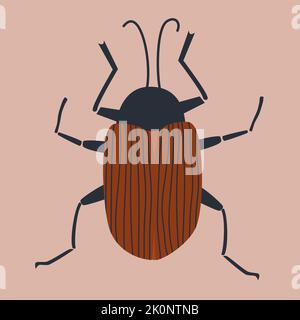 Niedliches Boho-Vektor-Kunstdesign mit handgezeichneter Illustration für Käfer-Insekten Stock Vektor