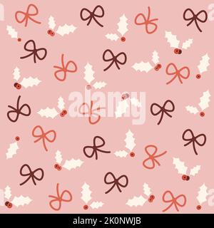 Cute weihnachten Urlaub nahtlose Vektor-Muster Hintergrund Illustration mit Mistel und Band Stock Vektor