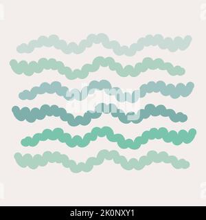 Kurvige, gewellte blaue Linien Stock Vektor