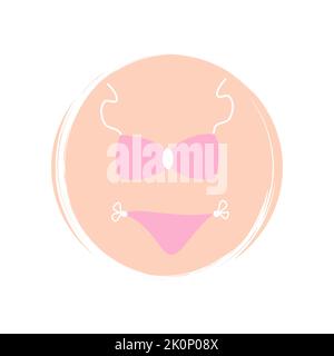 Vektor-Illustration mit Bikinisymbol-Logo auf Kreis mit Pinselstruktur für Social-Media-Story-Highlights Stock Vektor