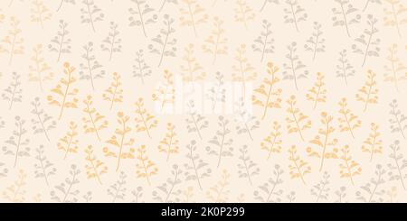 Vektor Licht Karamell Farben Pflanzen Zweige ditsy moderne Geschlecht neutral Muster Hintergrund. Stock Vektor