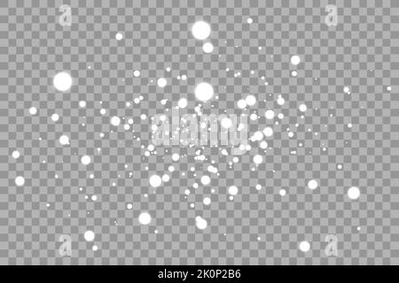 Fallender Schnee auf transparentem Hintergrund. Stock Vektor